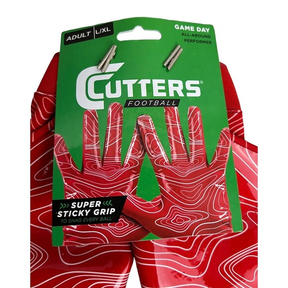 Cutters Game Day Receiver Gloves Adult Size L/XL Football NWT Red - Picture 3 of 4